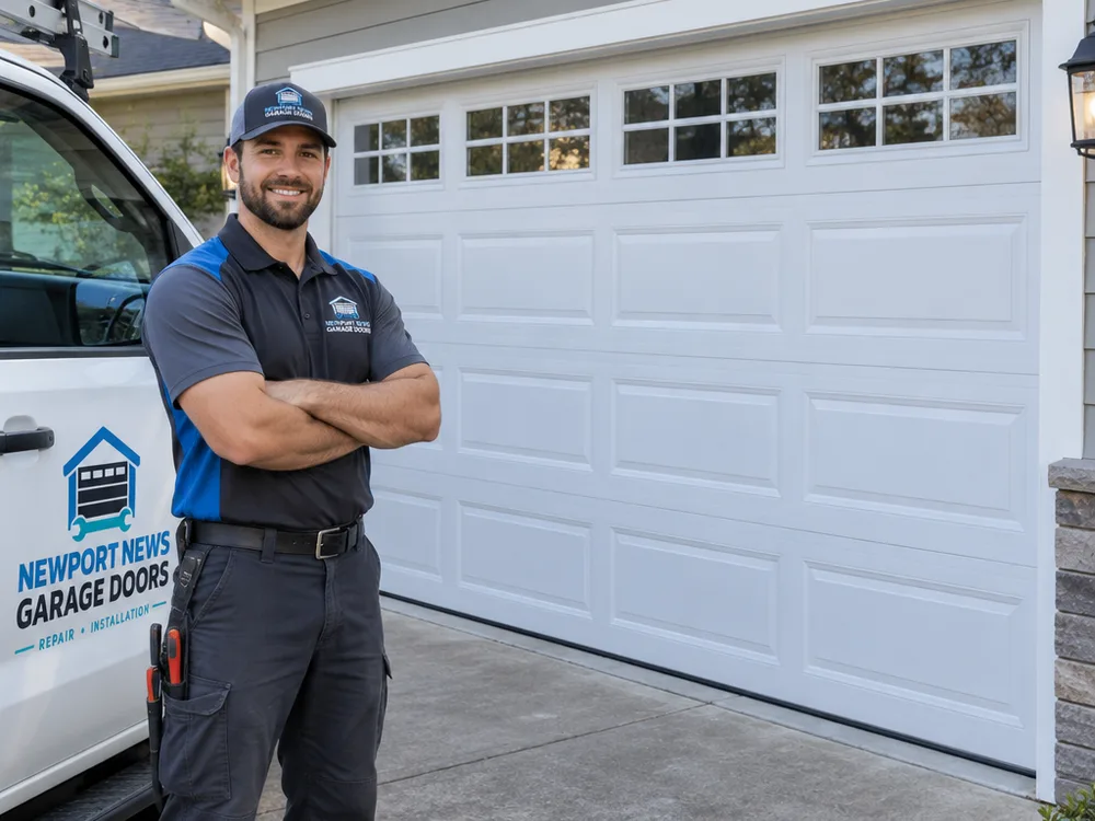 Garage door fully closed and aligned in its tracks after repair